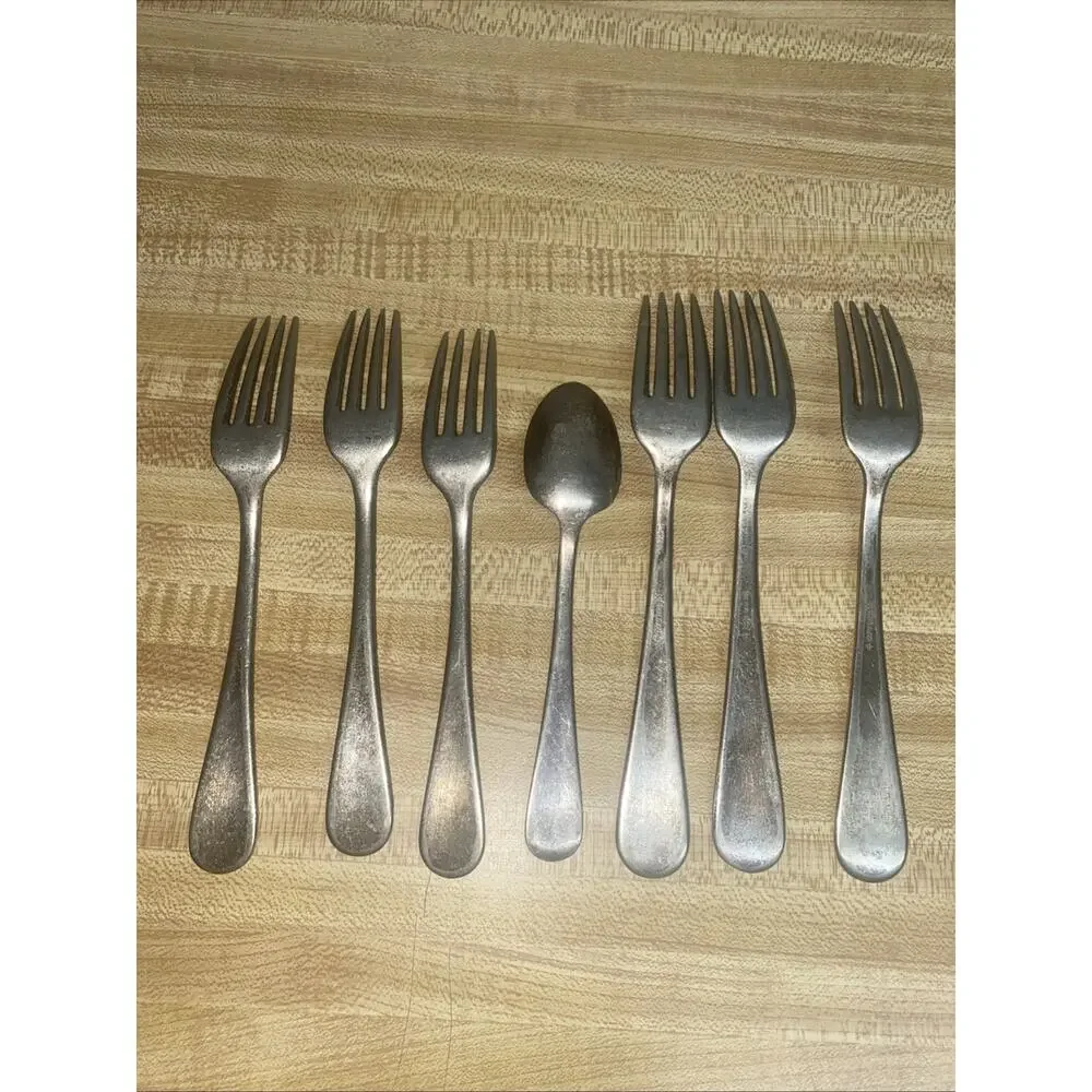 Set Of 7 Victor S. Co. A1 + Overlay Silverplate Forks & Spoon Act 1 Pattern